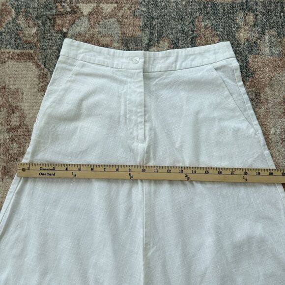 AAKASHA BOHO LINEN DROP CROTCH PANTS In White Small Art To Wear Lagenlook $155 - Picture 8 of 11